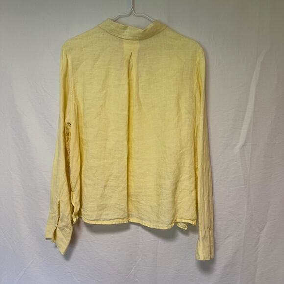 Calypso St. Barth Women's 100% Linen Button Up Top Large Buttery Yellow Pastel - Picture 4 of 9